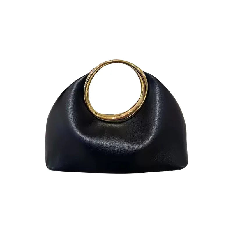 High Quality Women's Clutch Evening Purse Elegant Top-handle Moon Hobo Handbag Shoulder Crossbody Vegan Leather Bag for Party