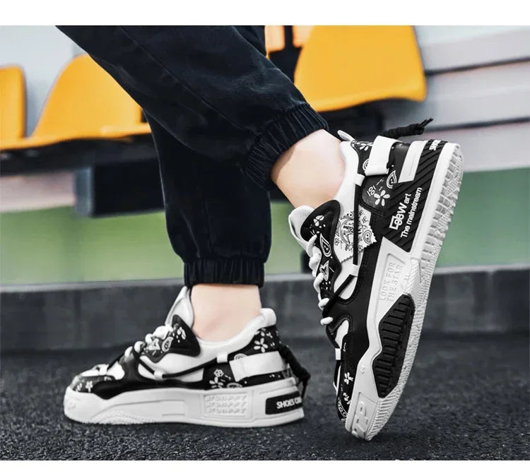 2025 New Summer Men's Shoes Original Casual Flat Shoes Sport Thick Bottom Increased Height Bread Trendy Shoes Skateboard sneaker