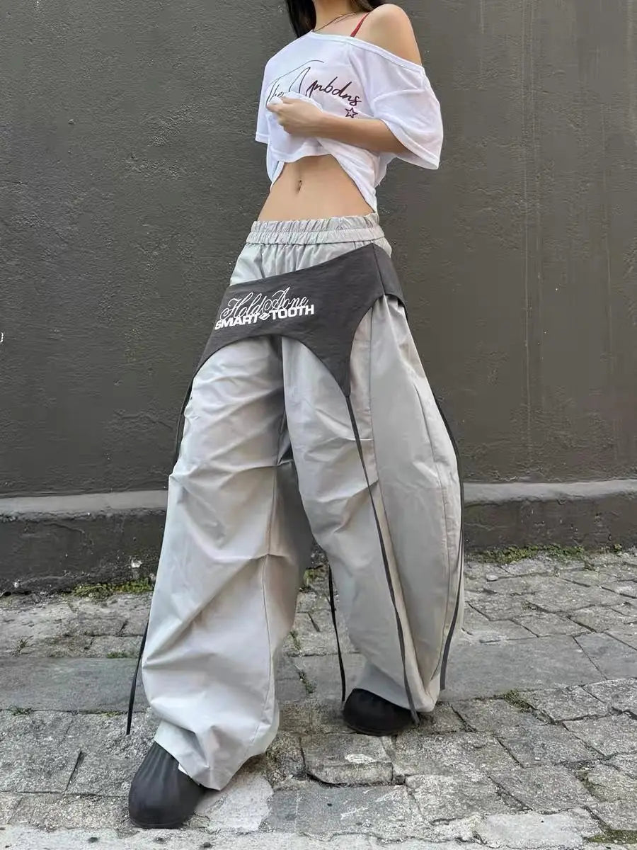 American Retro Design Wide Leg Pant Curved Knife Versatile Loose Street Hip Hop Dance Pant Loose Comfortable Cargo Trouser