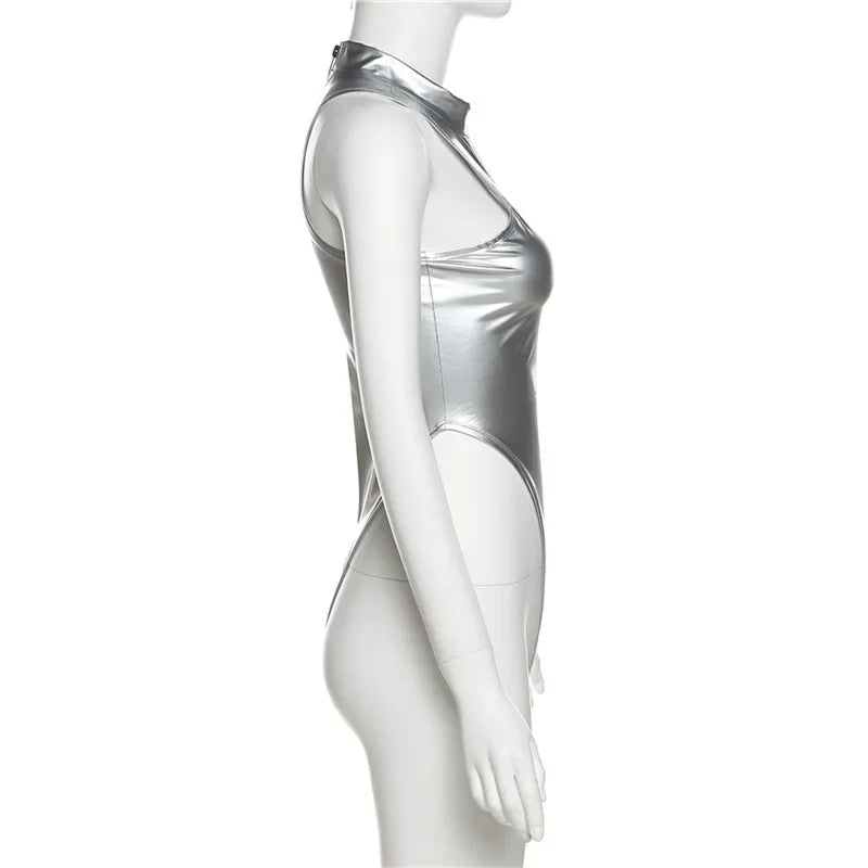 Round Neck Bodysuit Sleeveless Sexy Bodysuit Lingerie Slim Fit High Waist Y2k Bustier Solid Color Festival Outfit Fashionable