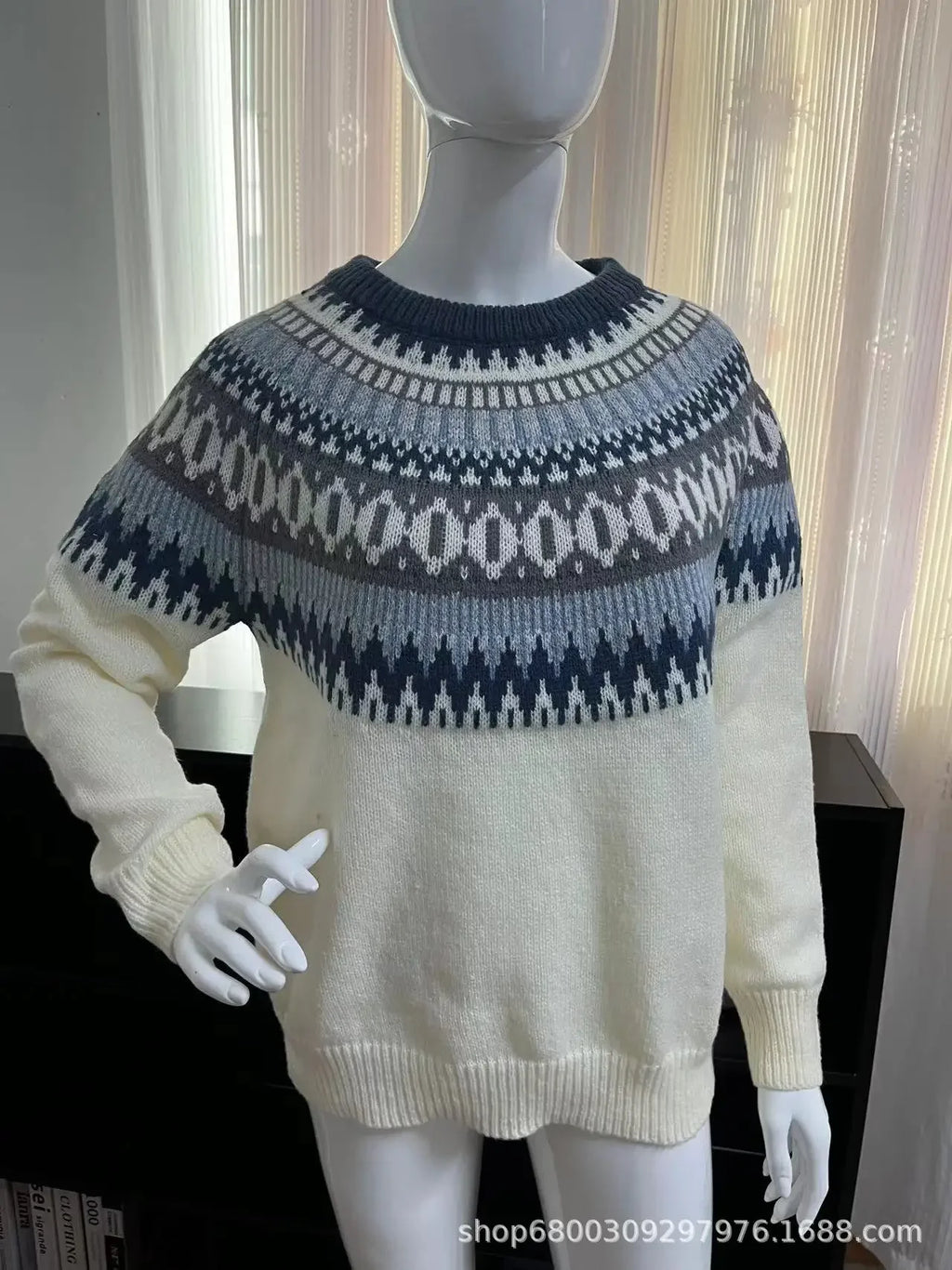 Loose Fashionable Women's Crew Neck Pullover Knitwear Color Block Sweater New Arrival Wish Bestseller Comfortable Casual Top