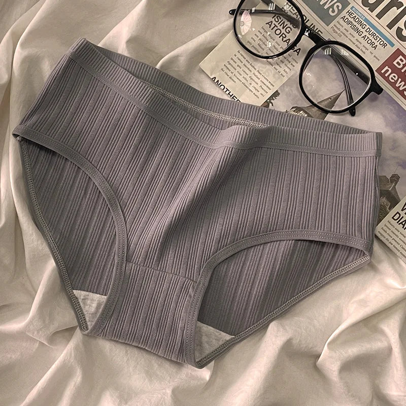 3PCS/Set Sports Style Cotton Women's Panties Girls' Underwear Breathable Mid Waist Shorts Sexy Lingerie Plus Size Solid Briefs