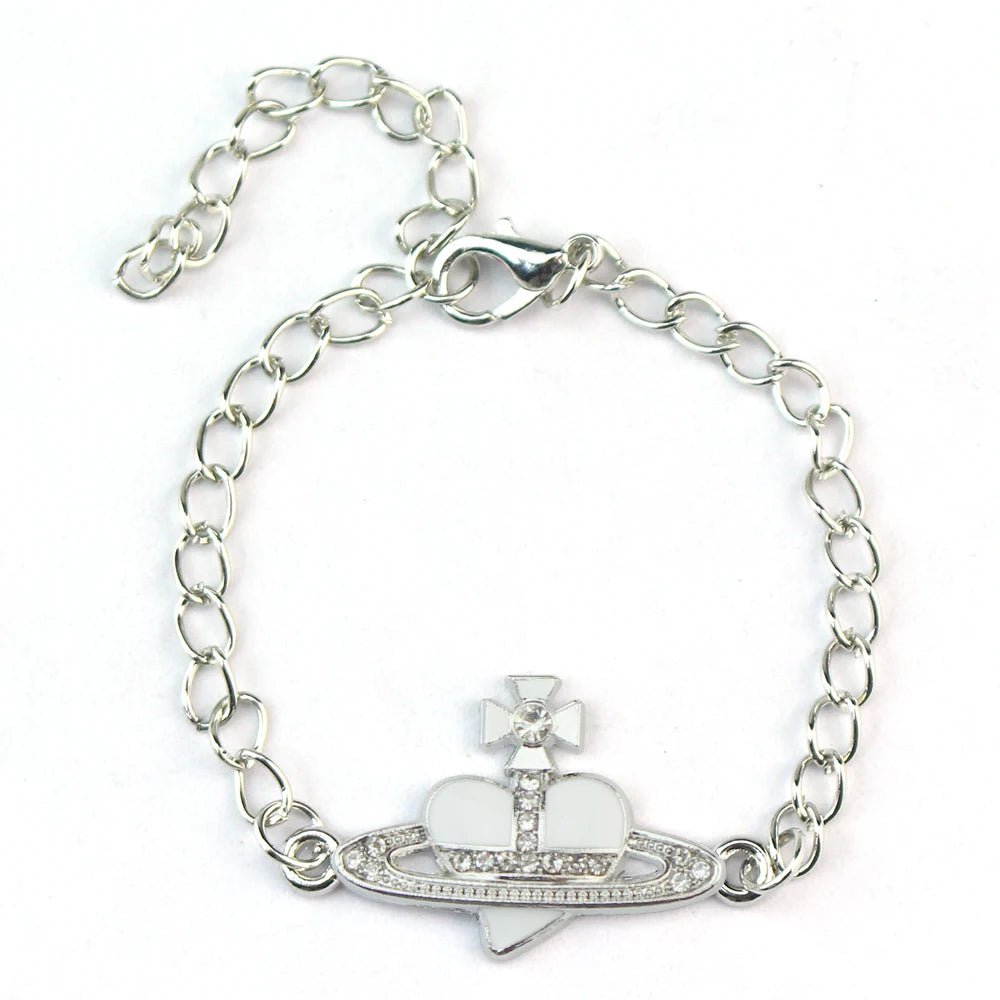 Trendy Bracelet Saturn Rhinestone Crystal Planet Saturn Pendant for Women Fashion Charm Jewelry Gift