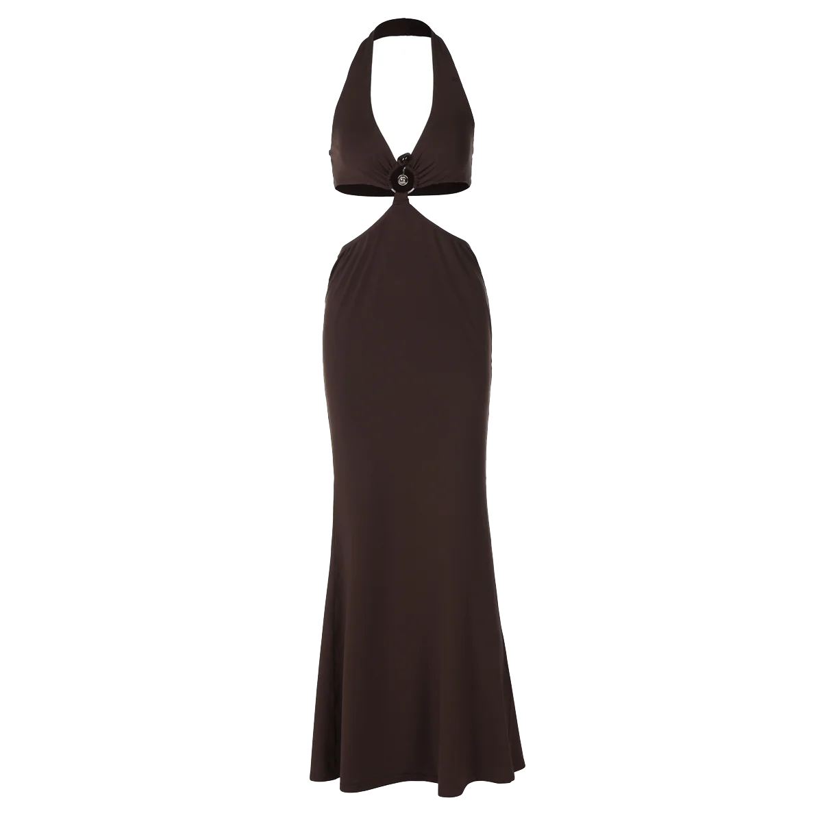 Hugcitar Women'S Fashion Halter Solid Hollow Out Backless Sexy Slit Maxi Dress 2025 Summer Clothes Beach Vacation Y2K Wholesale