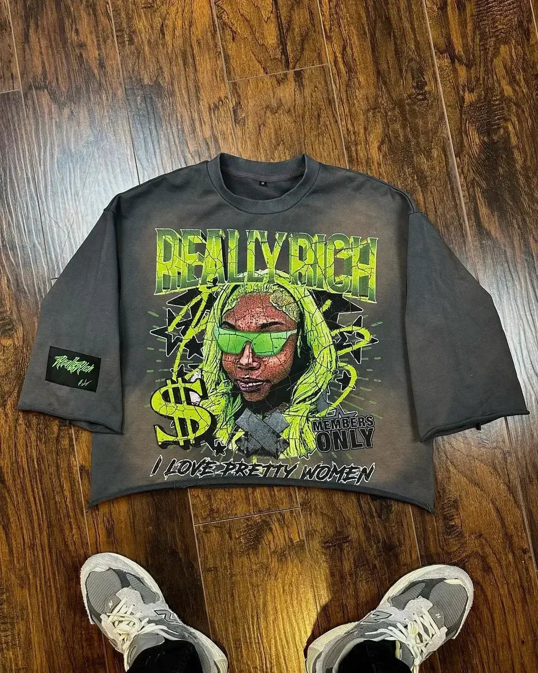 Oversized Loose Printed Cotton Heavy Duty Acid Wash T-Shirt Men's Rich New Trend Distressed Retro Custom Long Sleeve DTG T-Shirt