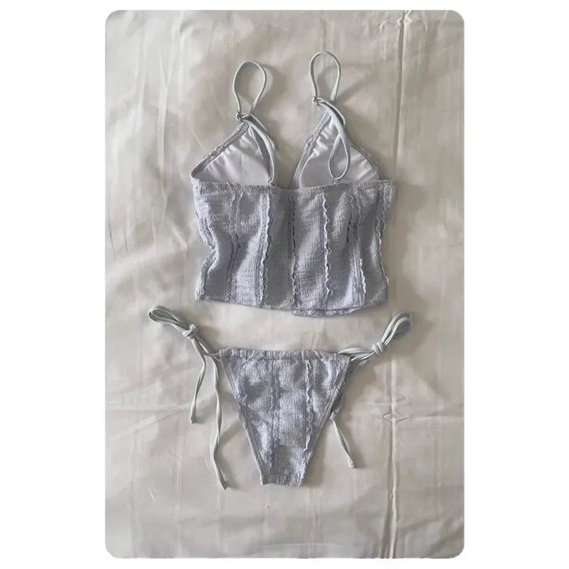 Sexy Three-Piece Bikini Swimsuit Women's Vacation Thermal Spring Separate Slimming Korean Ins High-End Feel Cross-Border