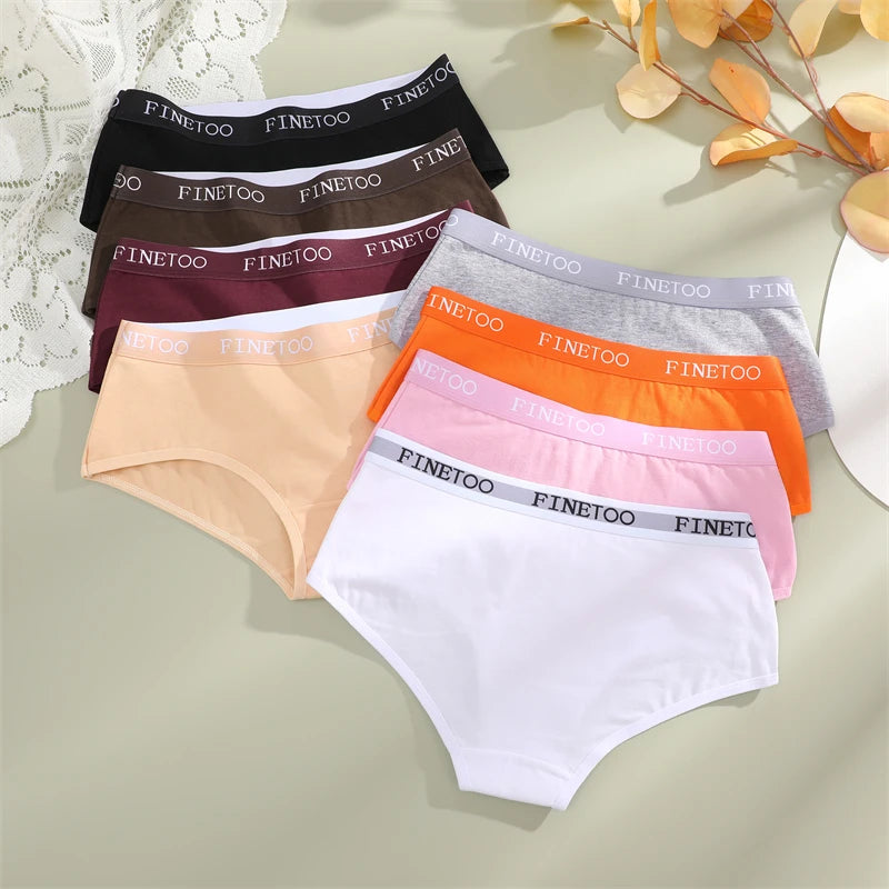 FINETOO 3Pcs Cotton Letter Belt Underwear Women's Panties Sexy Breathable Low Waist Briefs Female Stretch Comfortable Lingerie