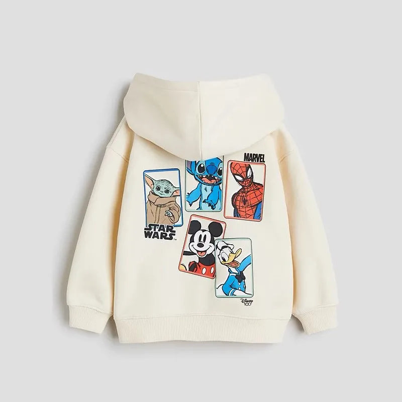 1-6 Age Boys Clothes Jacket Disney Cartoon Fashion Loose Hooded Outerwear Children Clothing Long Sleeved Kids Girl Boy Jackets