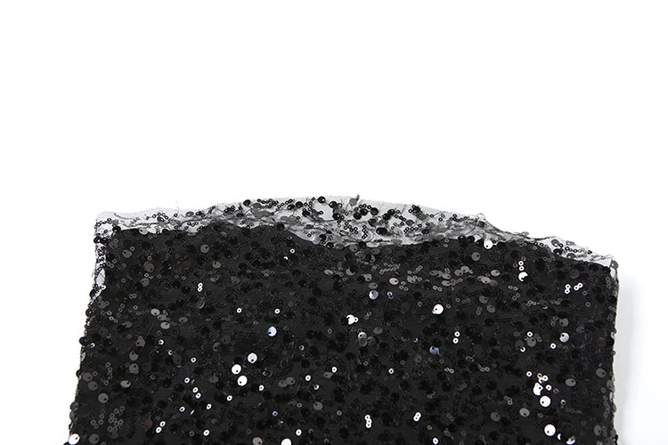 Weird Puss Prom Elegant 2 Piece Set Women Sequins Patchwork Backless Tube Tops+Ruched Slits Long Skirts Matching Sexy Trend Suit