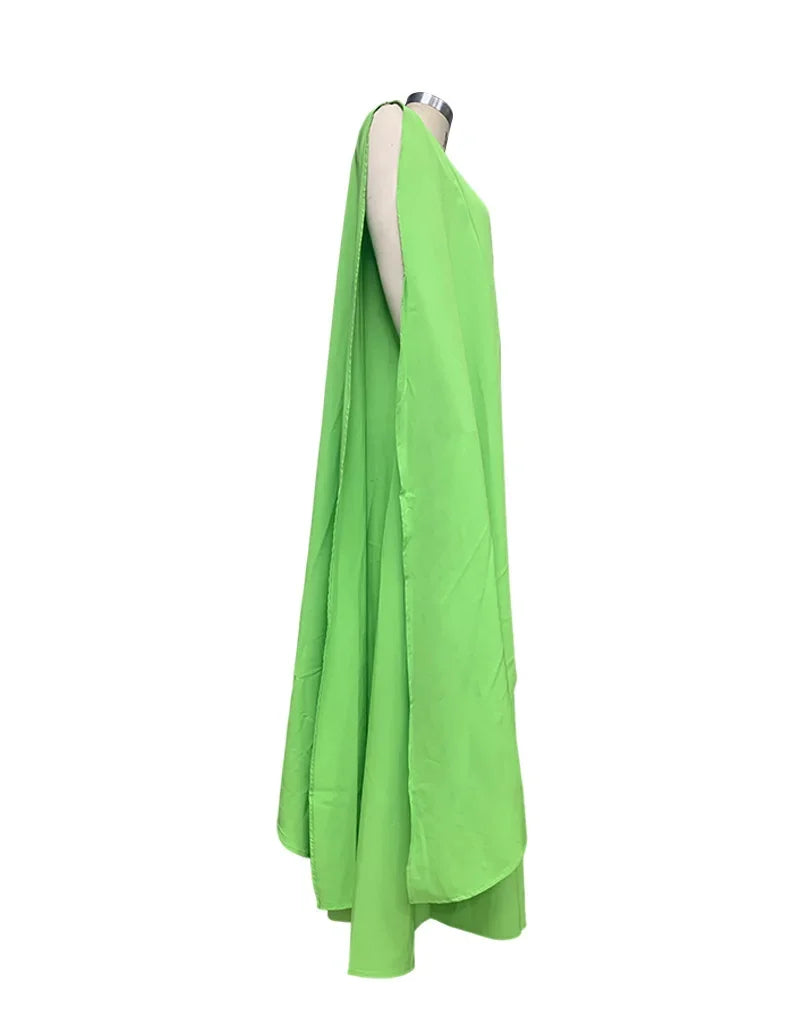 2024 Spring New Women's Fashion One Shoulder Solid Color Sleeveless Banquet Gown Long Dress Vestidos De Mujer