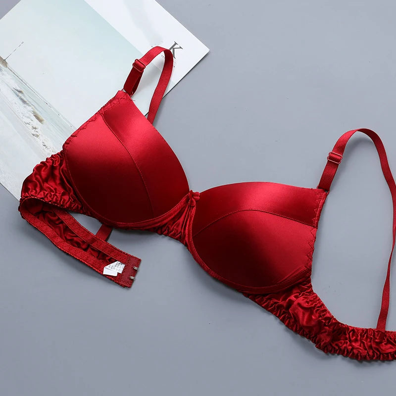 100% Mulberry Silk Push Up Bra Satin Ultra-thin Breathable Women Girls Sexy Brassiere Smooth Real Silk Female Lingerie Top Bra