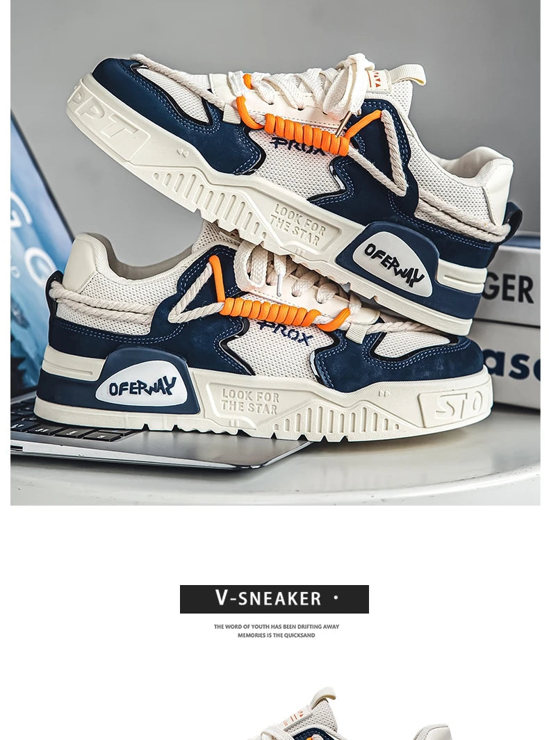 2025 New Summer Men's Shoes Original Casual Flat Shoes Sport Thick Bottom Increased Height Bread Trendy Shoes Skateboard sneaker