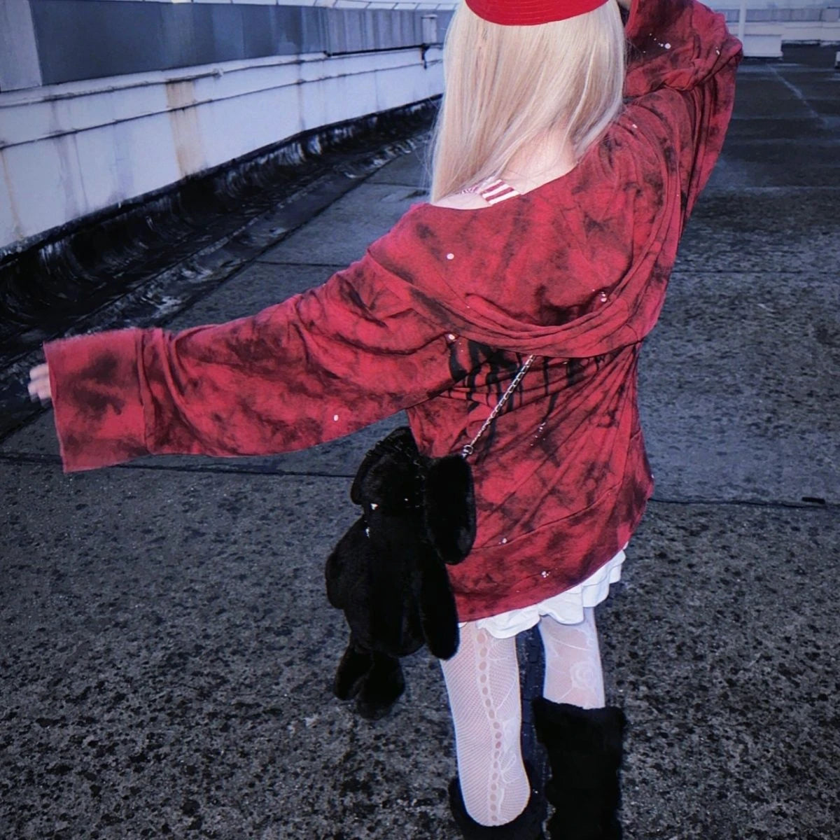 Y2k Aesthetic Printing Punk Hoodies Women Grunge Loose Pocket Oversized Hooded Hoody Harajuku Streetwear Emo Zipper Sweatshirts