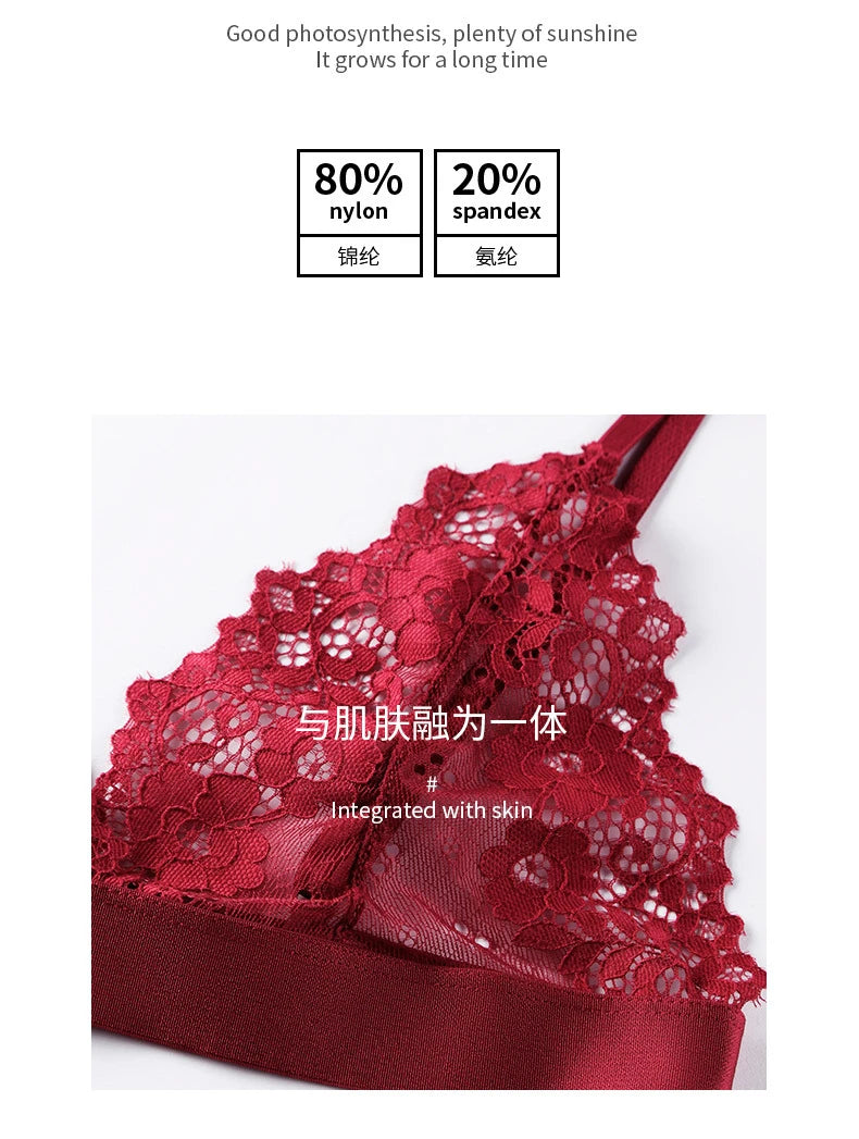 Lady Sexy Lace Bras French Style Triangle Cup Brassiere Erotic Lingerie Thin Floral Mesh Underwear Active Bra Women's Intimates