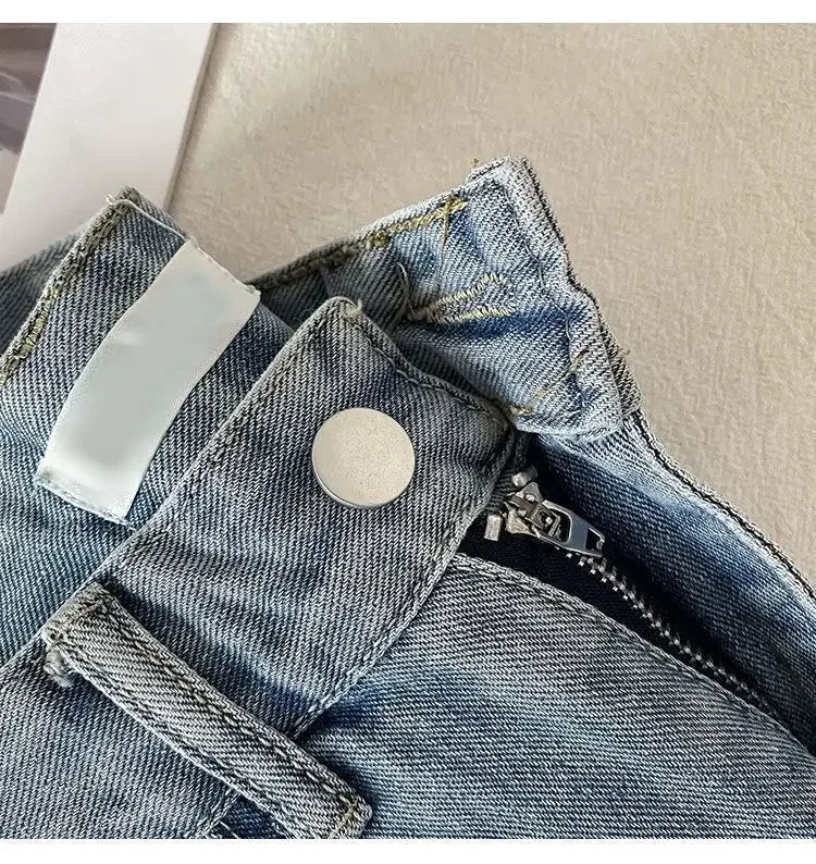 Street Style Embroidered High Waist Straight Leg Jeans Women's Autumn New Design Niche Loose Fit Long Trousers Fashionable