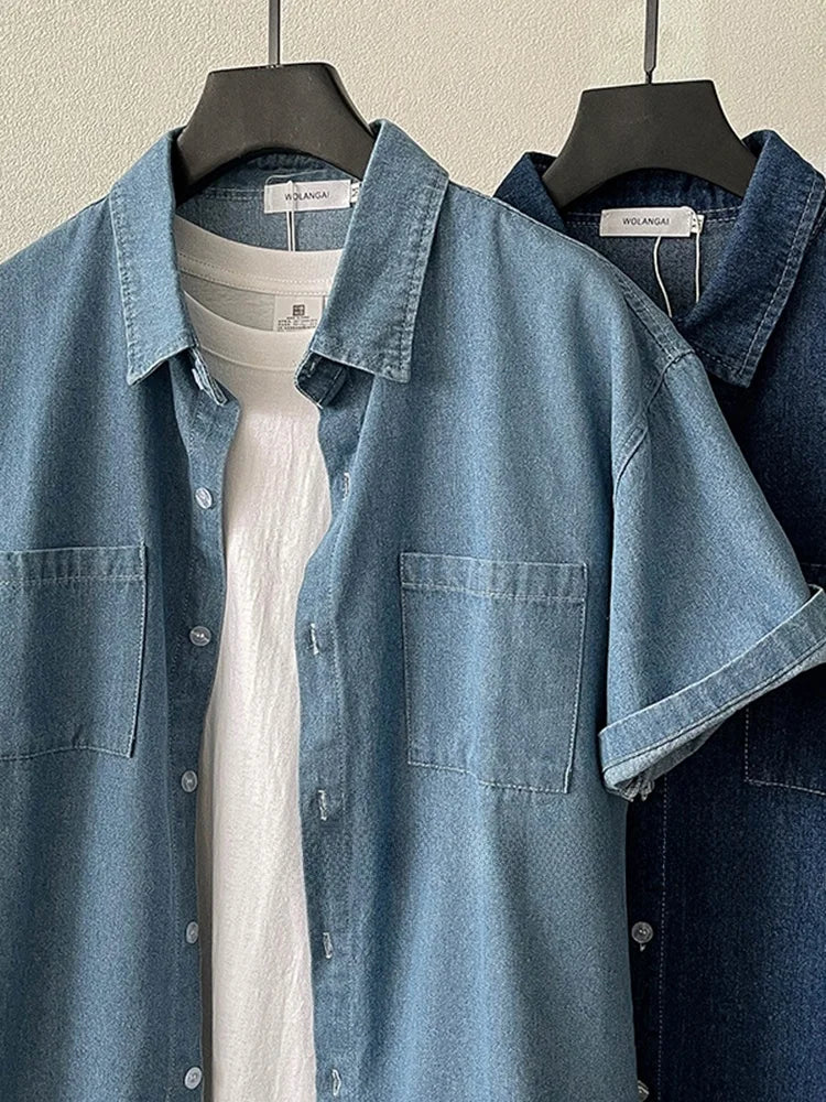 Retro Loose Denim ort Sve irt Bla Versatile Cotton Blend Korean Sle Women's Summer Faion White T-irt Bla orts