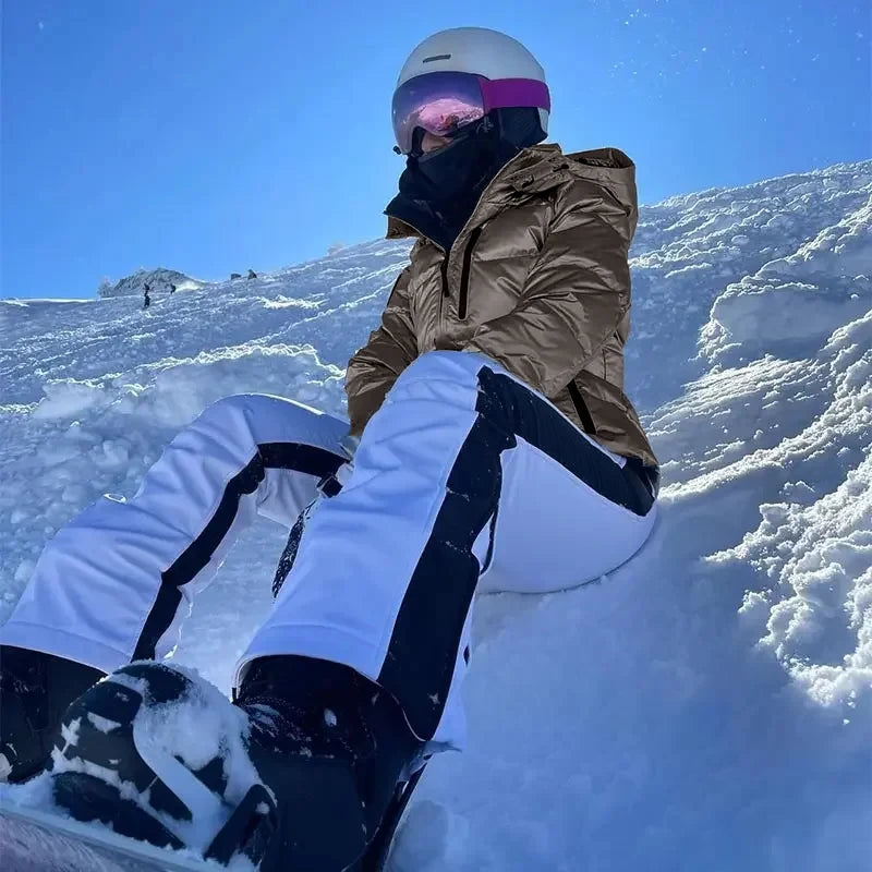 Fashion Hooded Padded Coats With Belt Women Slim Stand Collar Full Sleeve Pocket Coat Winter Lady Thicken Warm Skiing Jacket