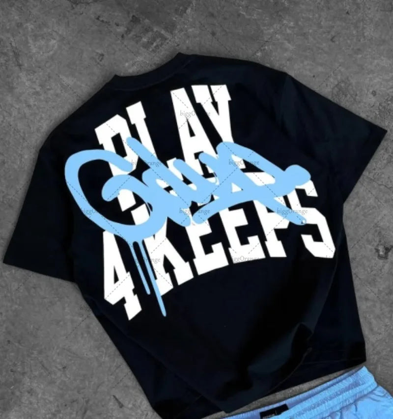 High Street Hip-hop Harajuku Oversized Cotton Round Neck T-shirt Men Y2k New Summer Retro Gothic Punk Casual Streetwear Women