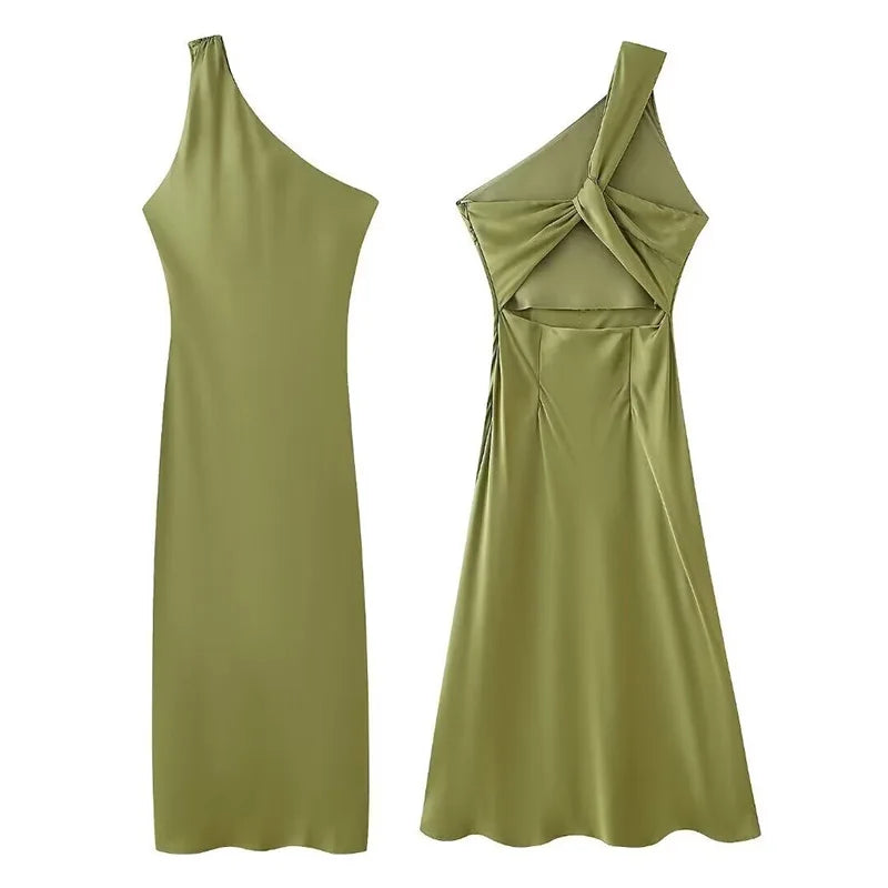 Scarf Collar Sleeveless Evening Dresses Women Backless Sexy 2025 Spring Loose High Waist Holiday Party Dress Female Elegant Robe