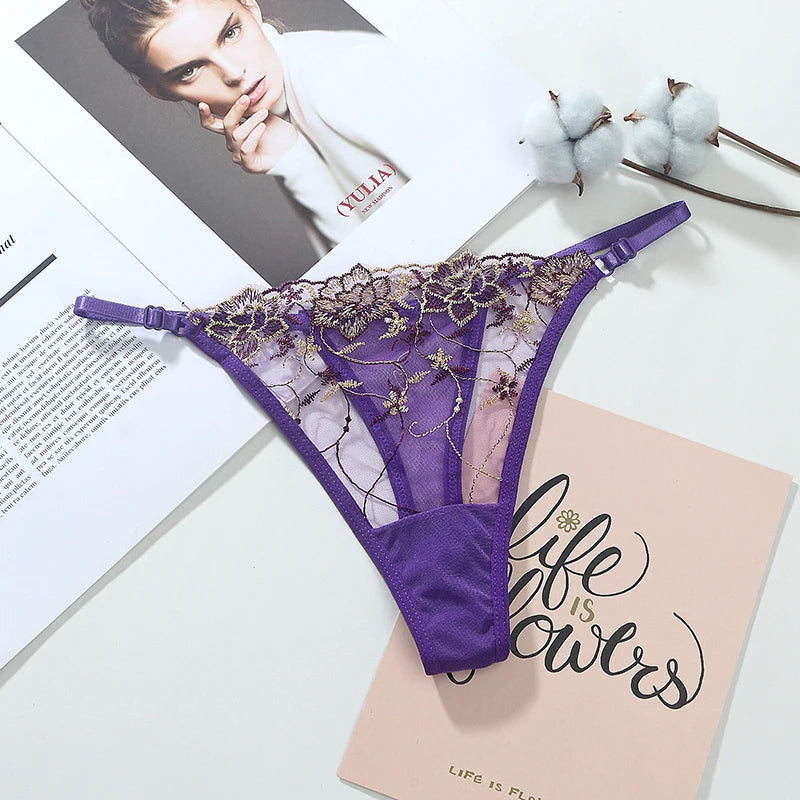 Women Lace Thong G-string Panties Sexy Floral Underwear Transparent Women's Panties Female Underpants Lingerie