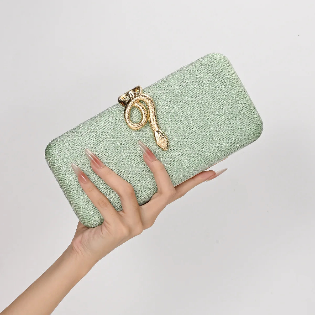Classic Snake Buckle Evening Purse Women's Sparkling Clutch Bag Annual/wedding Party Handbag Elegant Square Box Bag Bolso Mujer