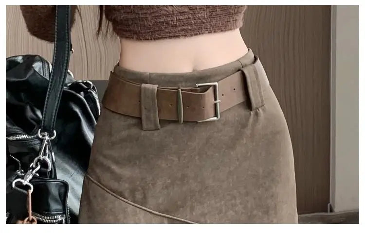 Women Clothing Autumn Korean Fashion Vintage High Waist Asymmetrical Skirts Female Elegant Chic Tie Dye Slim Long Skirt Faldas