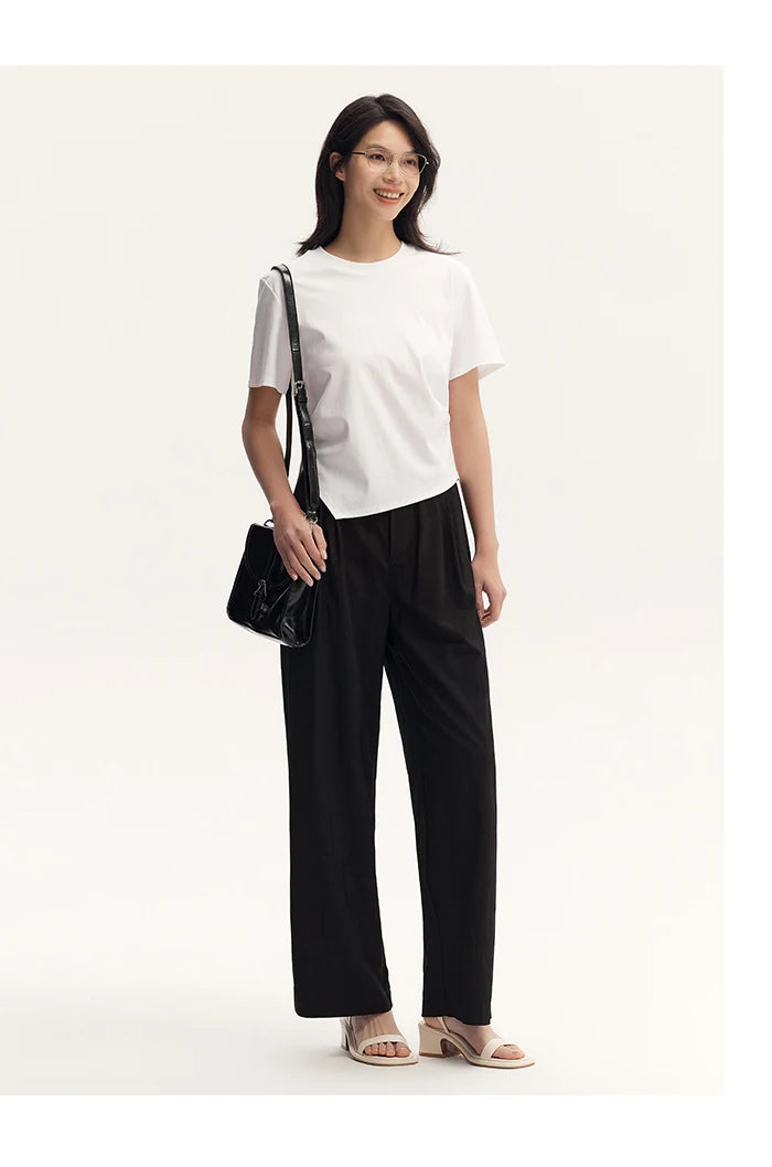 Semir Short-Sleeved T-Shirt For Women Short And Slimming With A Small Surprise New In 2024 Summer Pure Cotton Top