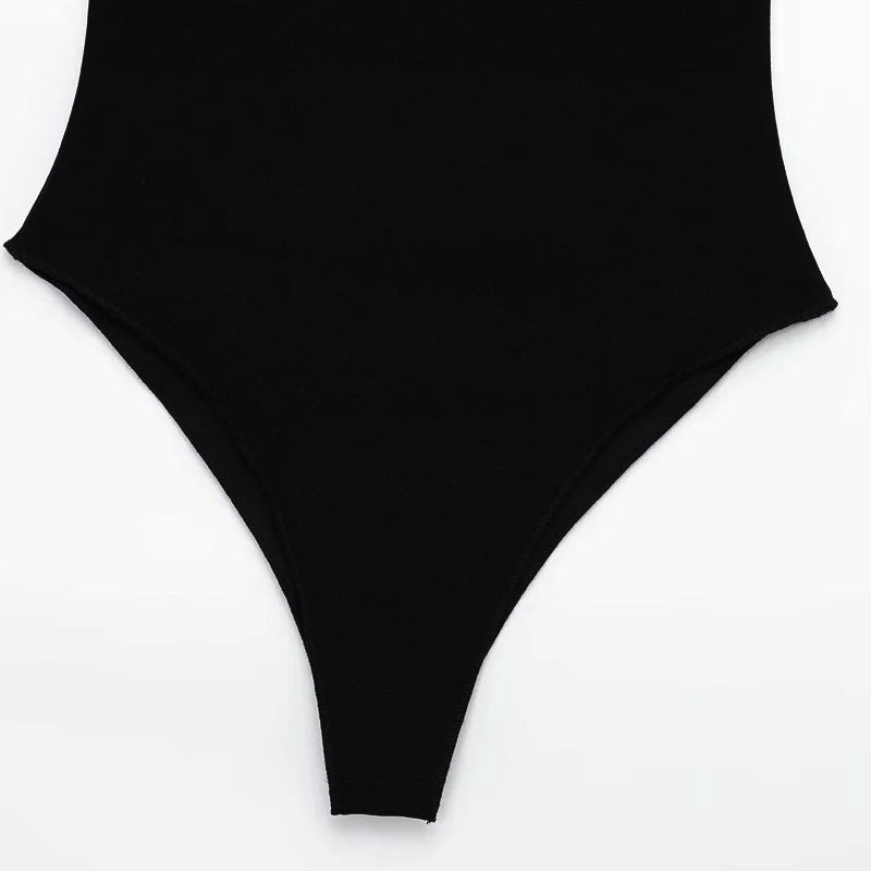 TRAF Black Bodysuit Women Off Shoulder Slimming Sexy Tops Elegant Spandex Corset Bodycon Bodys Sleeveless Thong Bodysuit Woman