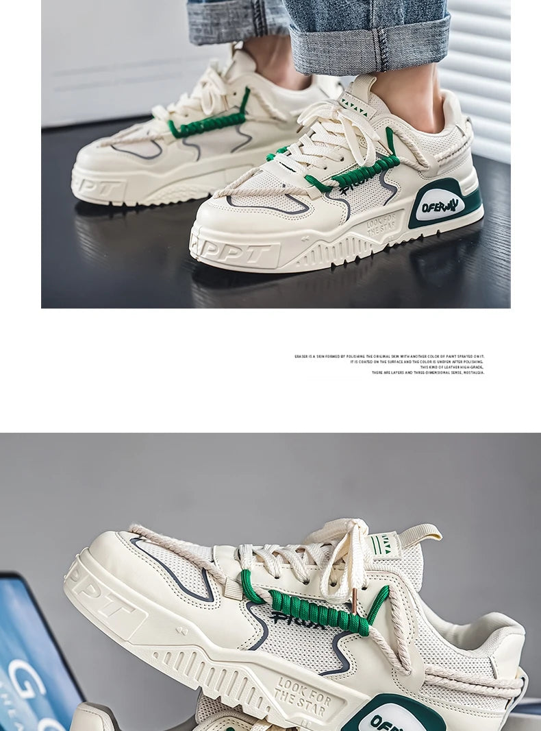 2025 New Summer Men's Shoes Original Casual Flat Shoes Sport Thick Bottom Increased Height Bread Trendy Shoes Skateboard sneaker