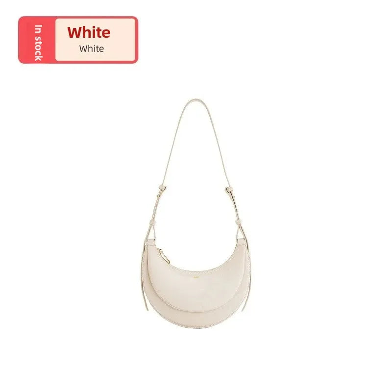 Versatile Half-Moon Shoulder Crossbody Bag Retro Semi-Circular Tote Bag with Mobile Phone Pocket for Commuting And Various Occas