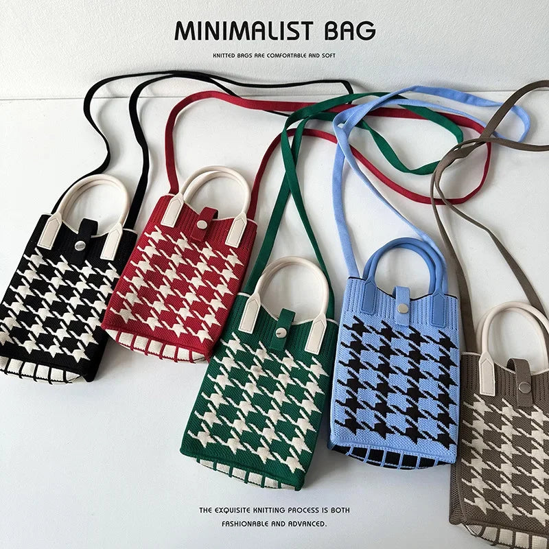 New fashion shoulder bag mini knitted mobile phone bag Korean version versatile small portable change bag messenger bag