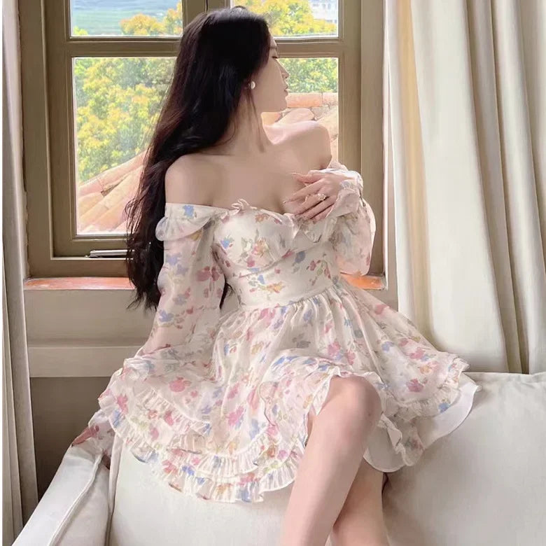 French Style Gentle Flower Print Dress Summer 2024 Slimming Perfect Beauty Pure Desire Sweet First Love Princess Dress For Women