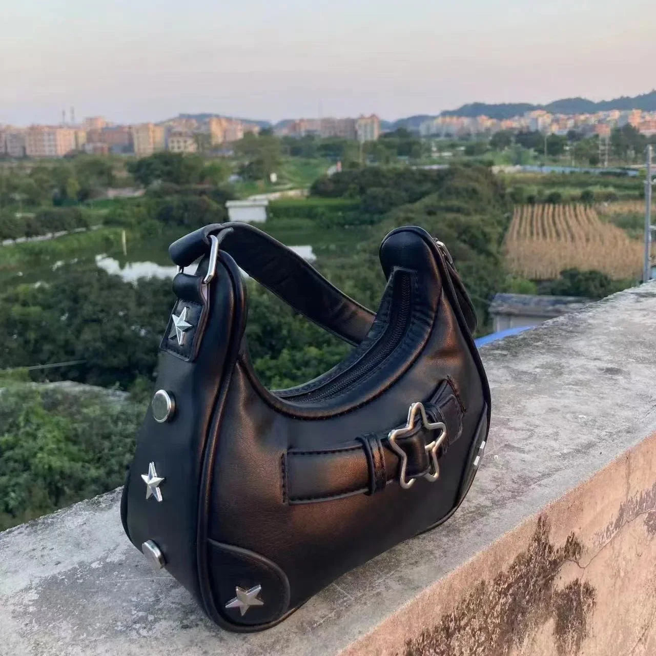 Handbag, women's small bag, mobile phone bag new high-end feeling, autumn retro denim star girl shoulder bag niche hand bag