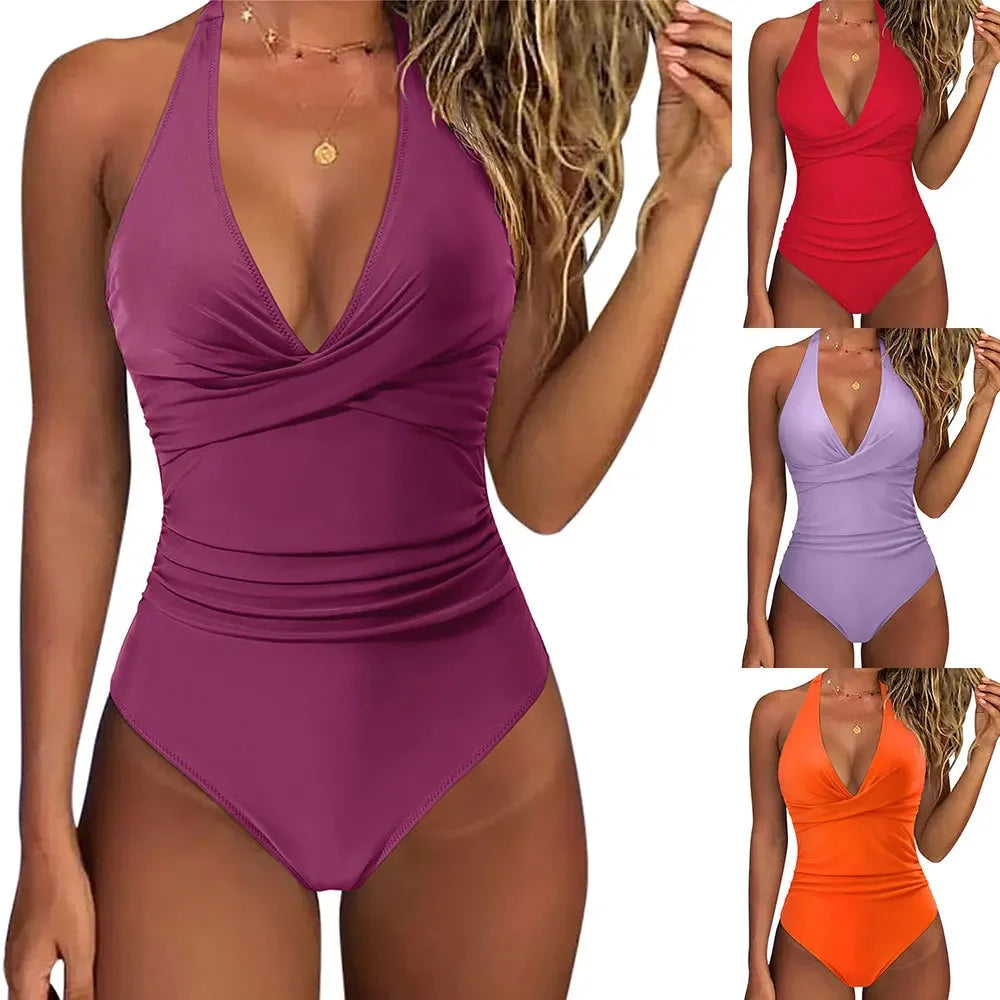 Sexy Swimwear Bandage Cross V-neck One-piece Bikini Swimsuit Popular Model Integrated Design Sportswear And Accessories