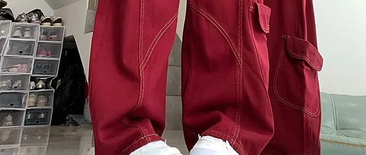 Streetwear Casual Cargo Pants for Women 2025 New Bottoms Straight Trousers Fashion Pockets Korean Pantalon Femme