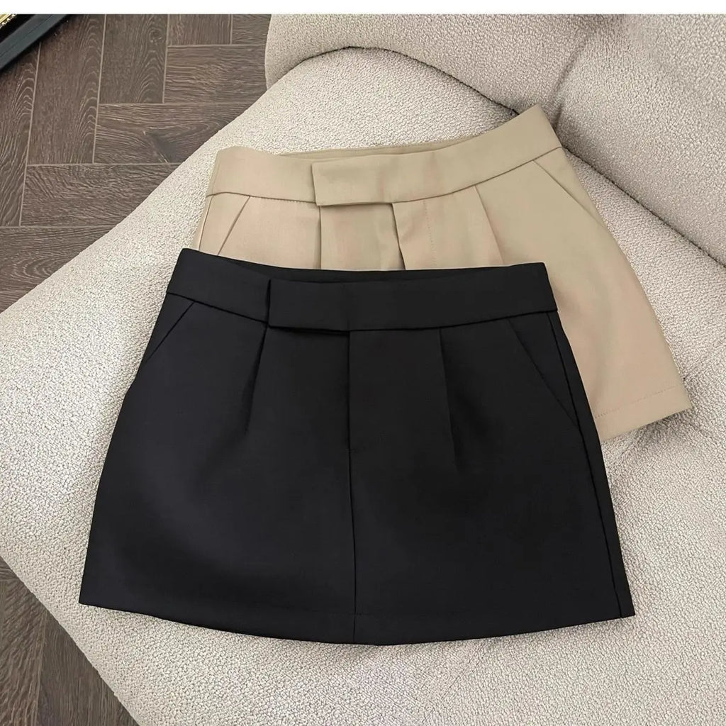 Vintage Skirts Women Fashion Streetwear Casual Skirts Solid Pockets Wrap The Buttocks Sweet Mini 2025 New Spring Summer Skirts