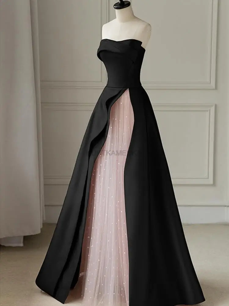 Luxury Elegant Tulle Strapless Long Evening Prom Dresses for Women Summer Elegant Formal Quinceanera Party Ball Gown Dress