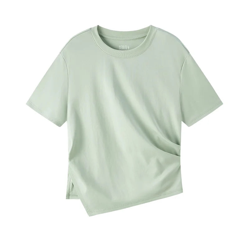 Semir Short-Sleeved T-Shirt For Women Short And Slimming With A Small Surprise New In 2024 Summer Pure Cotton Top