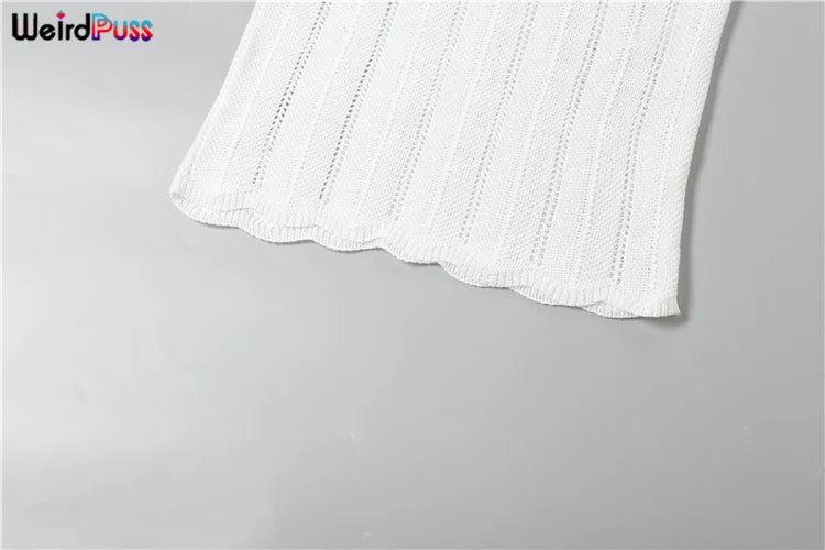 Weird Puss Sexy Elegant Halter Dress Women Summer Backless Lace-Up Color-Block Sleeveless Trendy Nightclub Wild Fashion Clothing