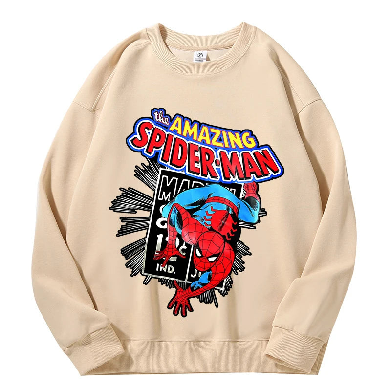 High Quatily Cotton Spiderman Print Sweatshirt Crew Neck Casual Pullovers Streetwear Sweatshirts for Women Long Sleeve Clothing