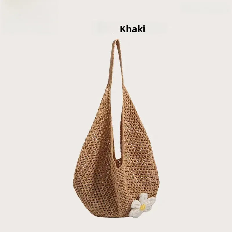 Zar Fendan 2025 Summer New Lazy Weaving Large Capaci Beach Bag Women's Tote Bag Versatile ular Artistic Sle Canvas Bag