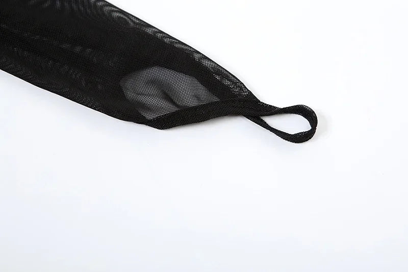 See Through Y2k Clothes Hollow Out Mesh Crop Top Skinny Camisole Mini Ropa De Mujer Rave Outfits 2 Pcs Set T Shirts For Women