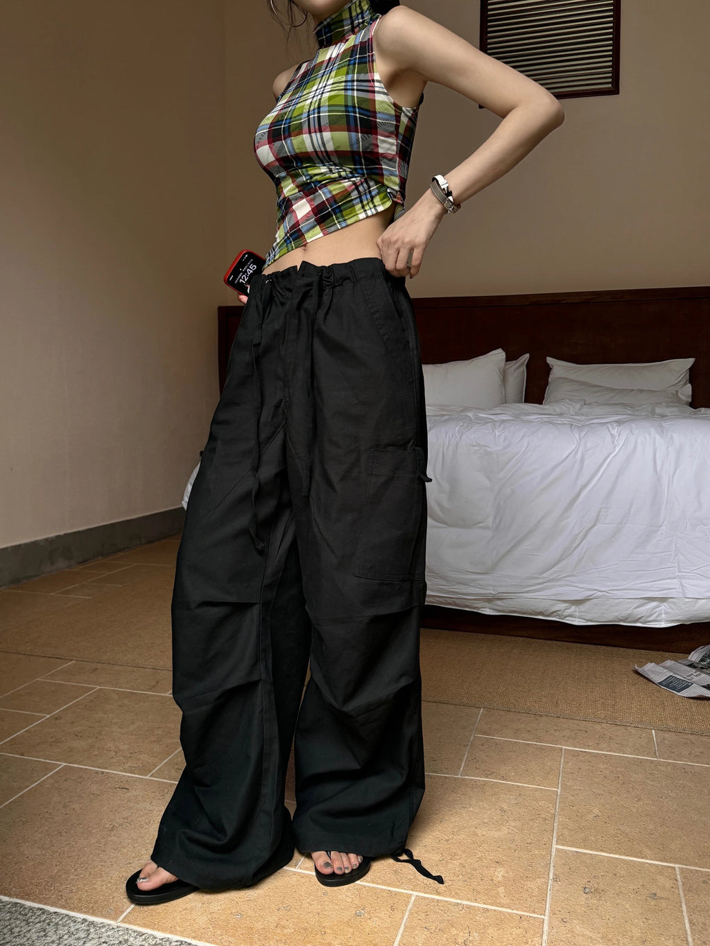 Tonngirls Vintage Tank Tops Plaid Sleeveless Skinny American Retro Crop Tops Grunge Y2k Tank Tops Streetwear Summer Classical