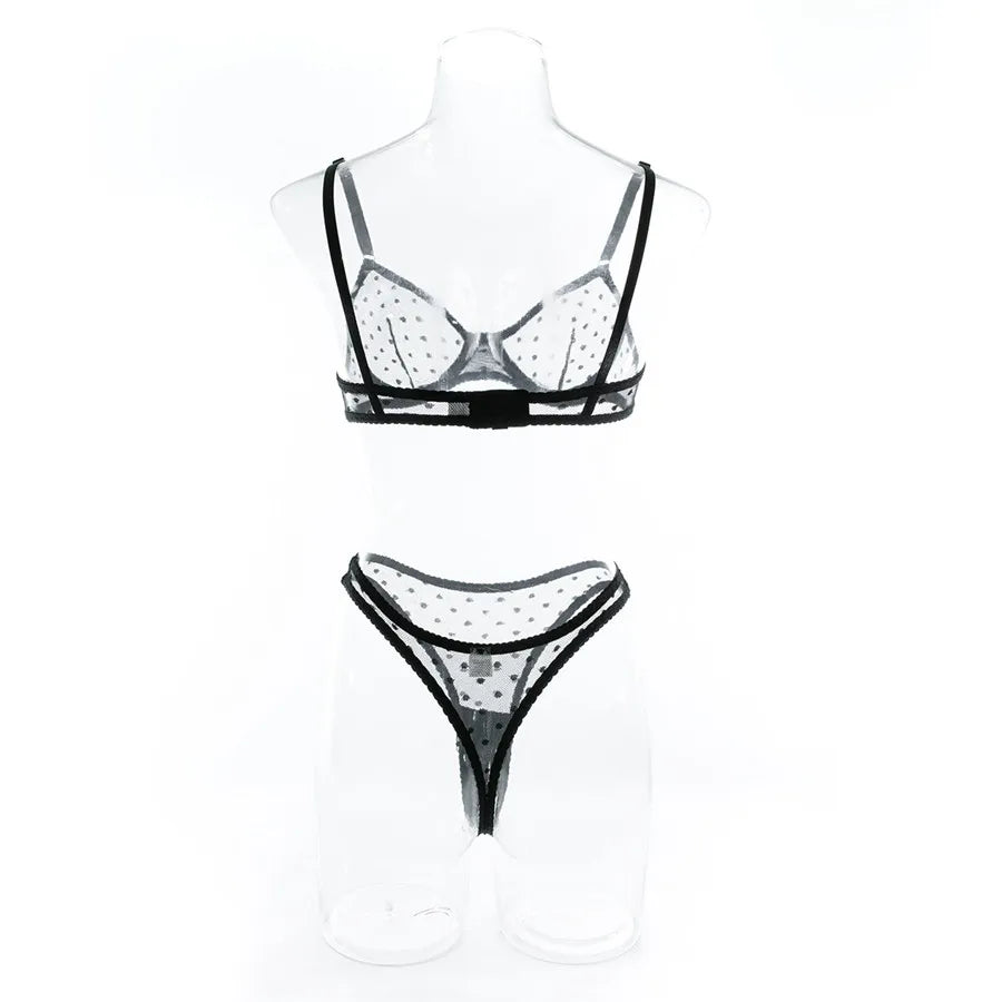 Sexy Women Lingerie Sets Lace Underwear Dot Romantic Transparent See Through Exotic Sets Underwire Pink Leopard Bra Brief Set
