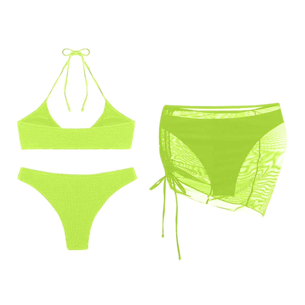 Women'S Summer Beach Swimwear Bikini Cover Up Four Piece Sexy Mesh Cover Up Three Pointed Bikini Swimsuit Fashion Beachwear