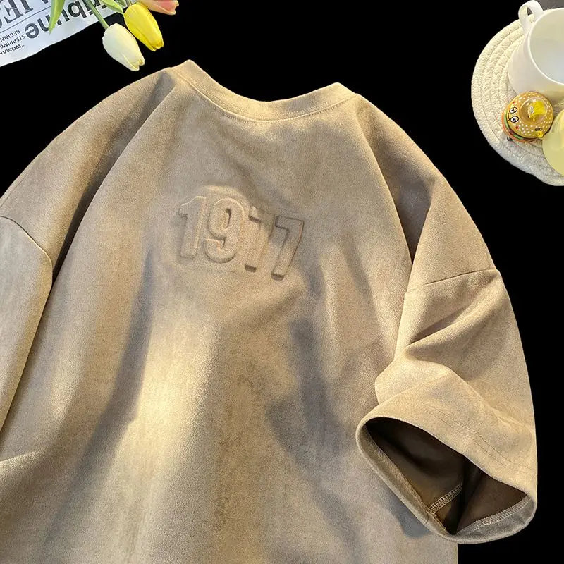 Hip hop retro high street men and women trendy personality 3D digital graphic round neck short sleeved loose retro casual Tshirt