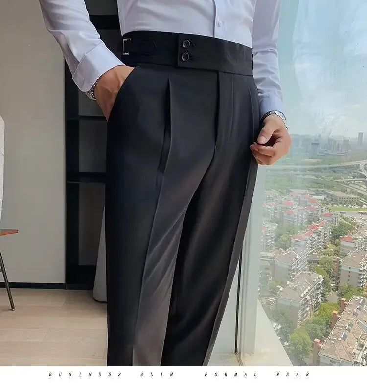 Men's Straight-leg High-waisted Casual Suit Pants High-end Feelslims Slimming Effective Spring Autumn Seasonal Pants
