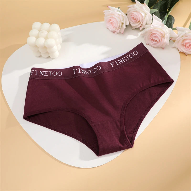 FINETOO 3Pcs Cotton Letter Belt Underwear Women's Panties Sexy Breathable Low Waist Briefs Female Stretch Comfortable Lingerie