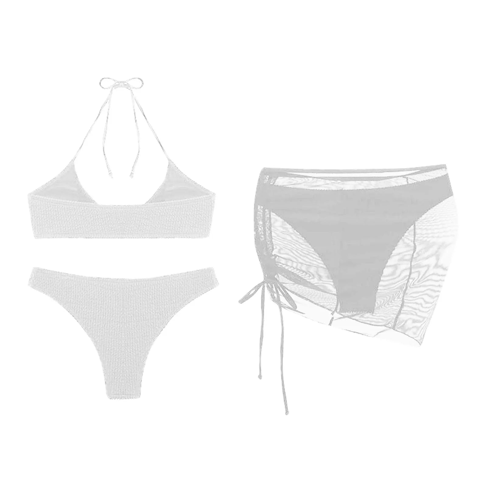 Women'S Summer Beach Swimwear Bikini Cover Up Four Piece Sexy Mesh Cover Up Three Pointed Bikini Swimsuit Fashion Beachwear