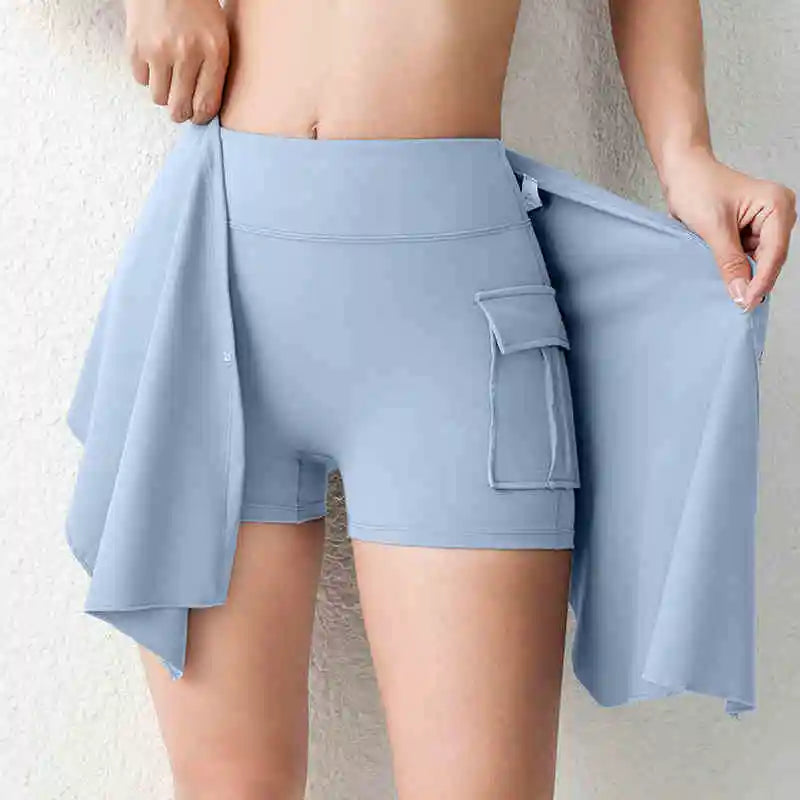 Pilates personalized butt curtain hip skirt set for women; fashionable anti-embarrassment sports fitness yoga pants for spring a